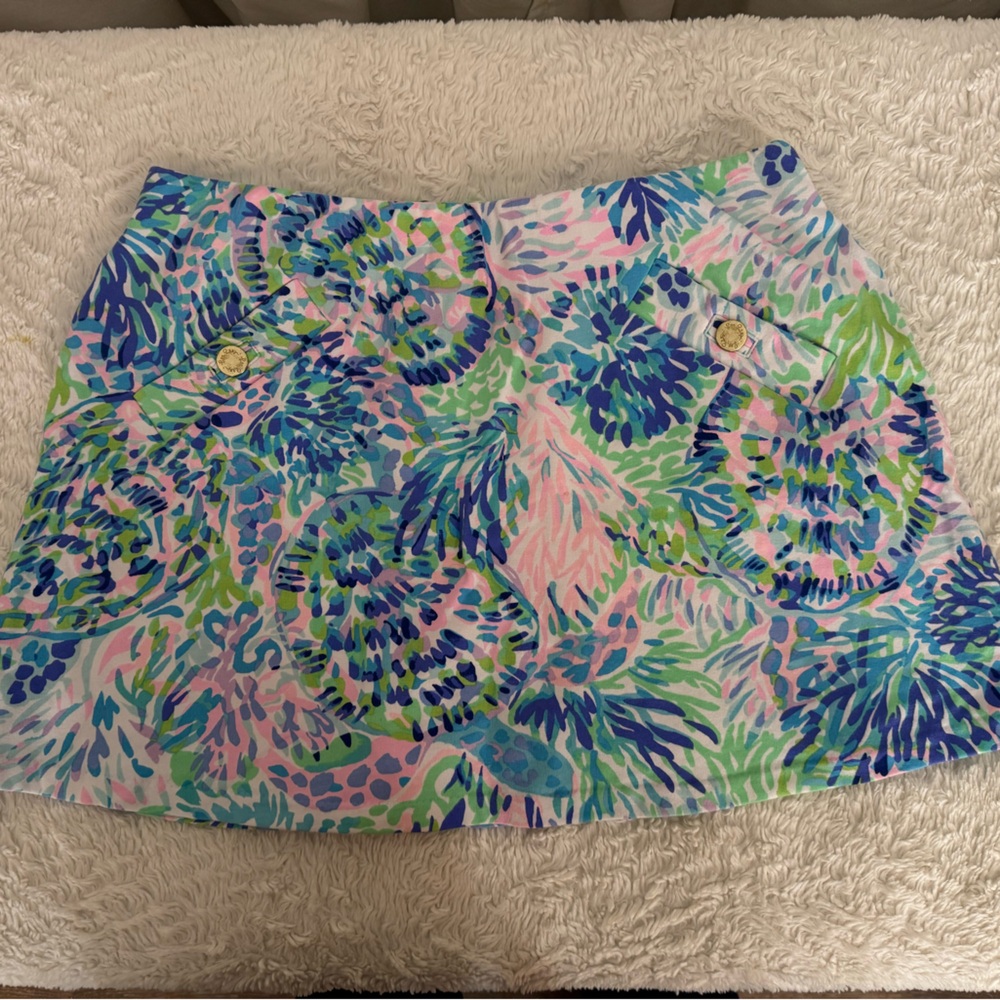Lilly Pulitzer Blue and Green Floral Skirt